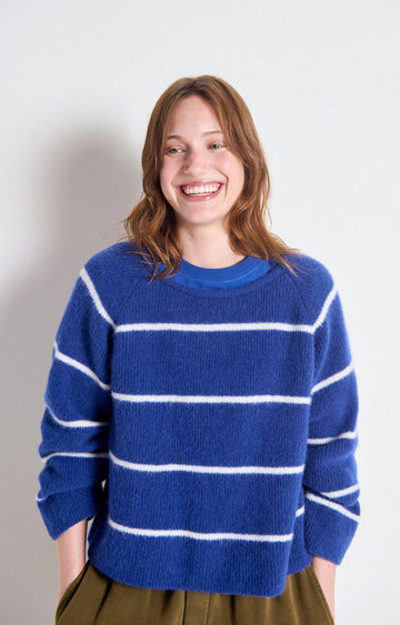 Pullover Vito18j Bleu-Royal-Rayures