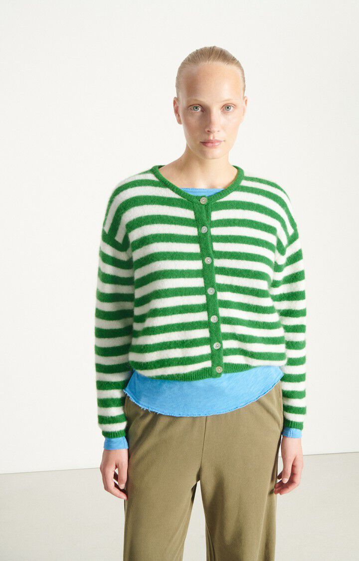 Cardigan Vito19e Trefle-Raye-Blanc