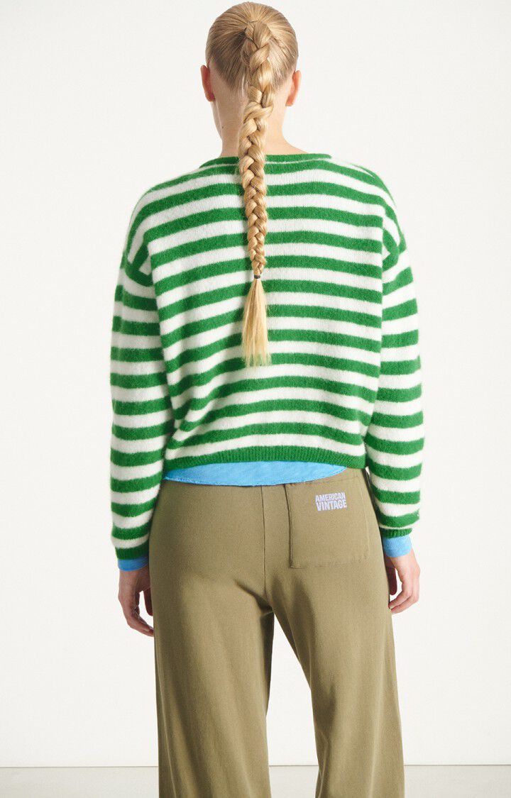 Cardigan Vito19e Trefle-Raye-Blanc