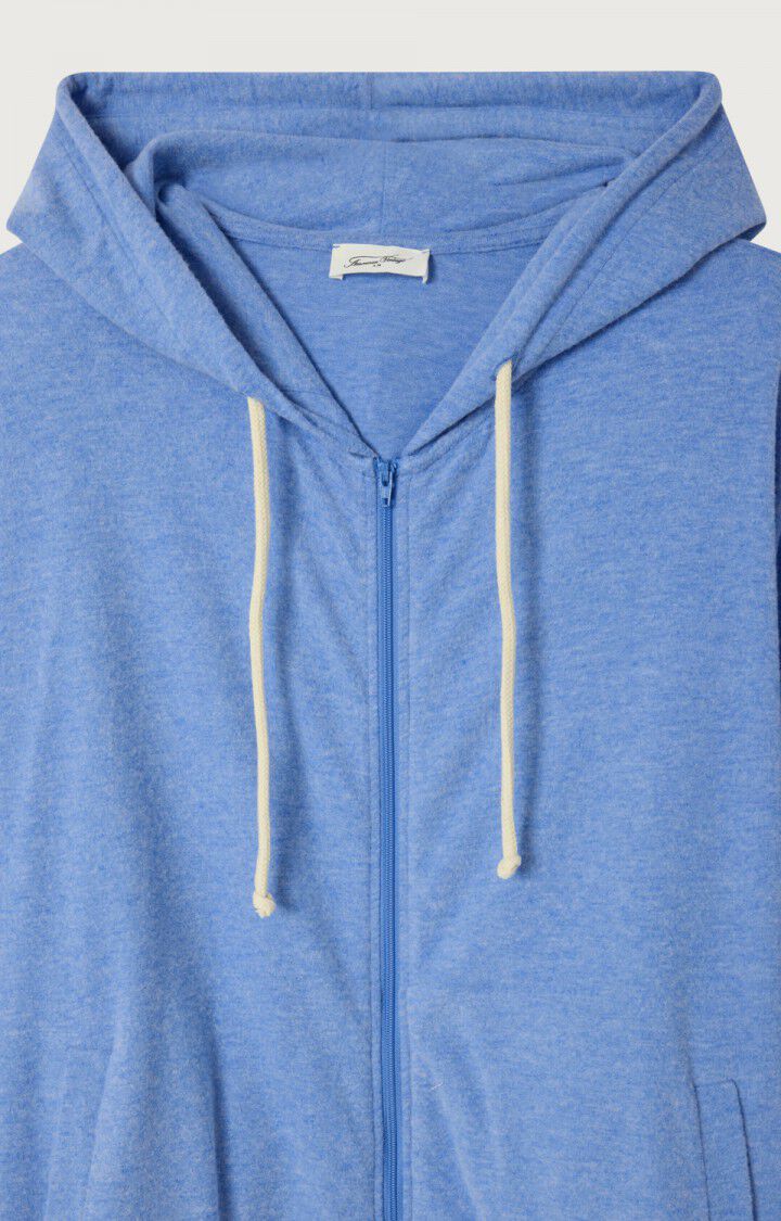 Unisex Jacket Zipped Peachskin Fabric - Bleu-Chine