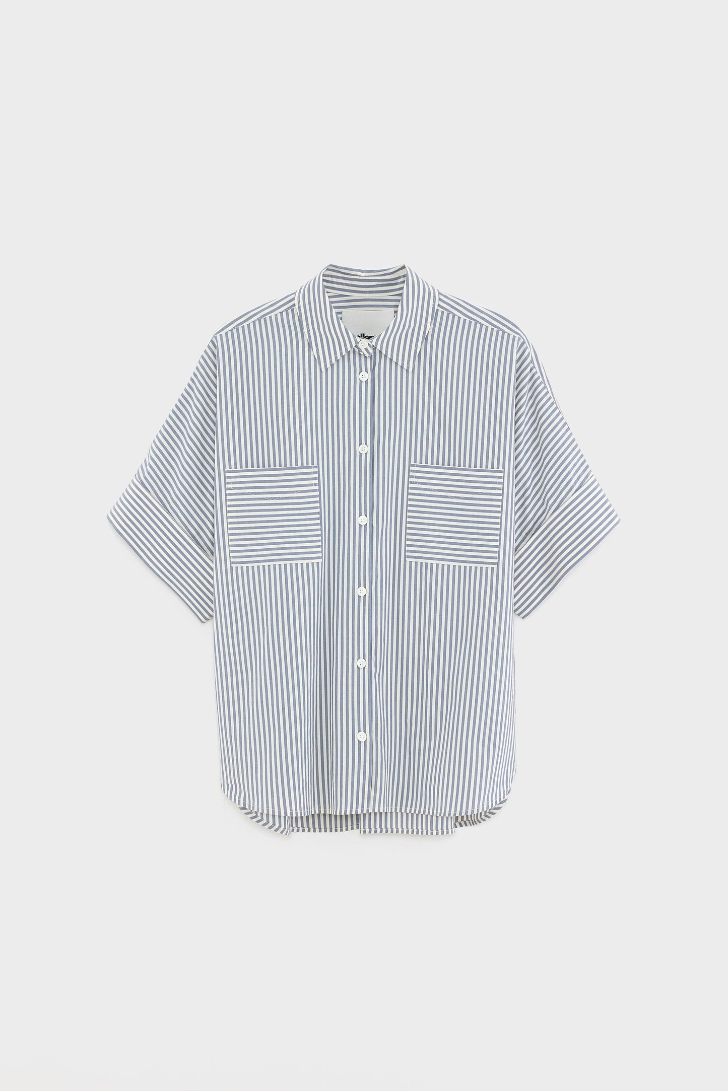 Women's Button-Down Shirt Cotton - Grey-Blue Stripe Stripe-B