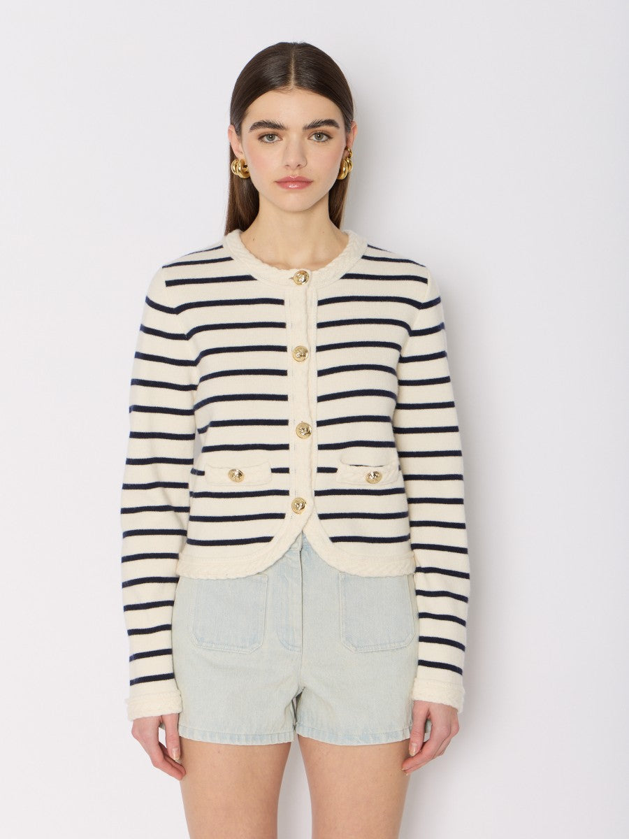 Cardigan 20mgloria Offwhite-navy-Stripe