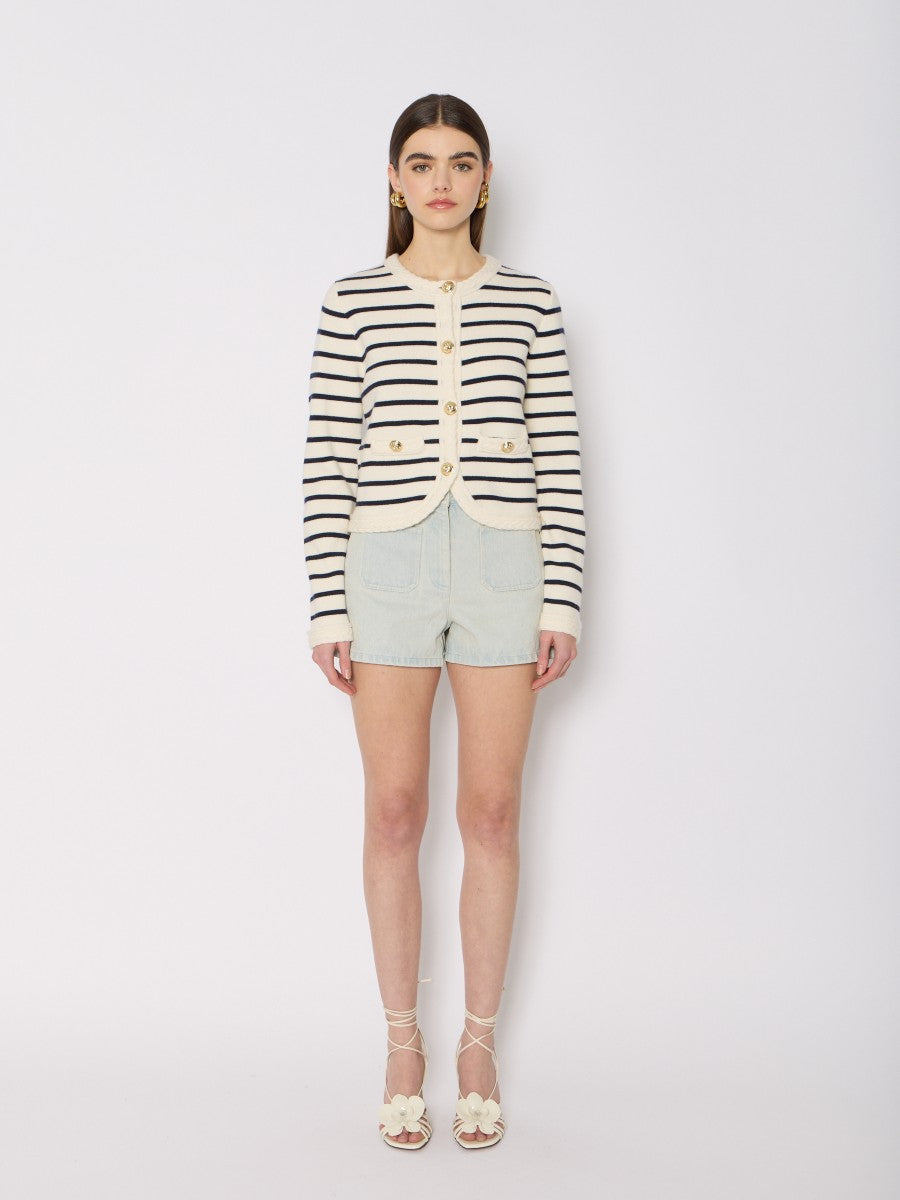 Cardigan 20mgloria Offwhite-navy-Stripe