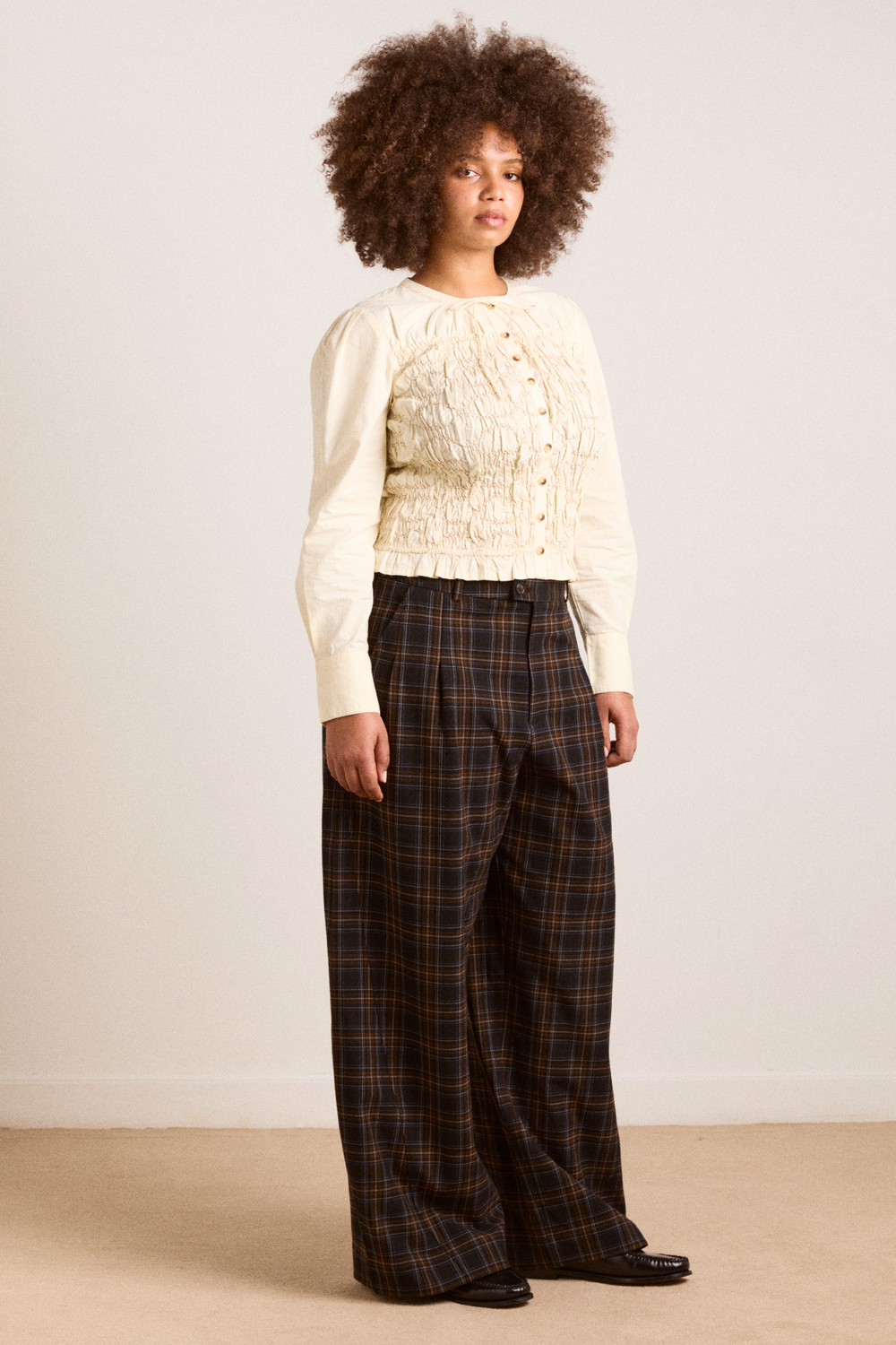 Damson Madder Women's Elliana Smocked Cardigan 100% Organic Cotton - Yellow Butter