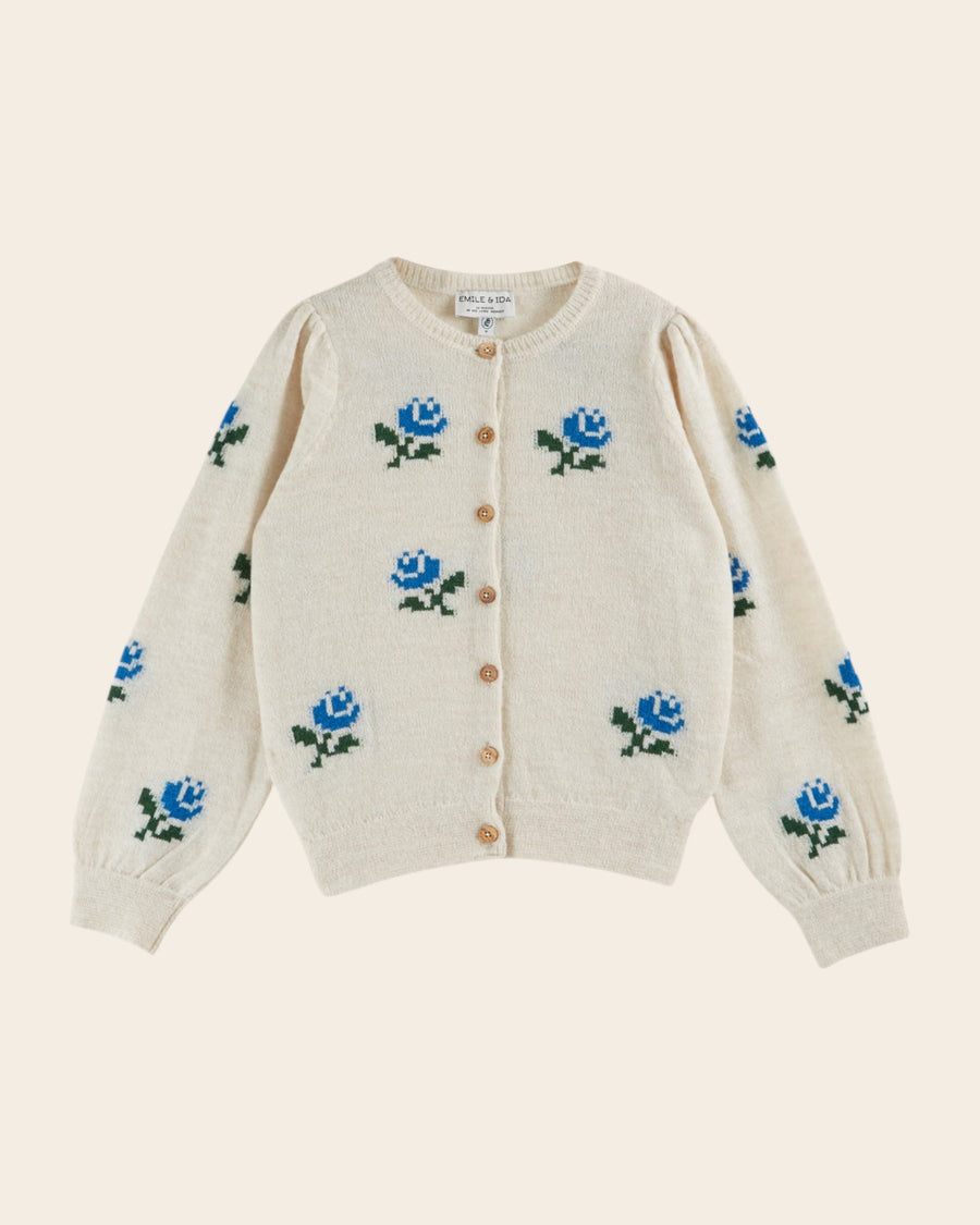 Cardigan Fleurs Ida-calizia Ecru