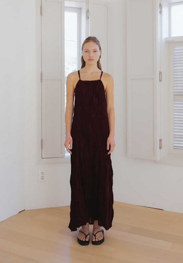 Single Strap Wavy Dres Gd185 Burgundy