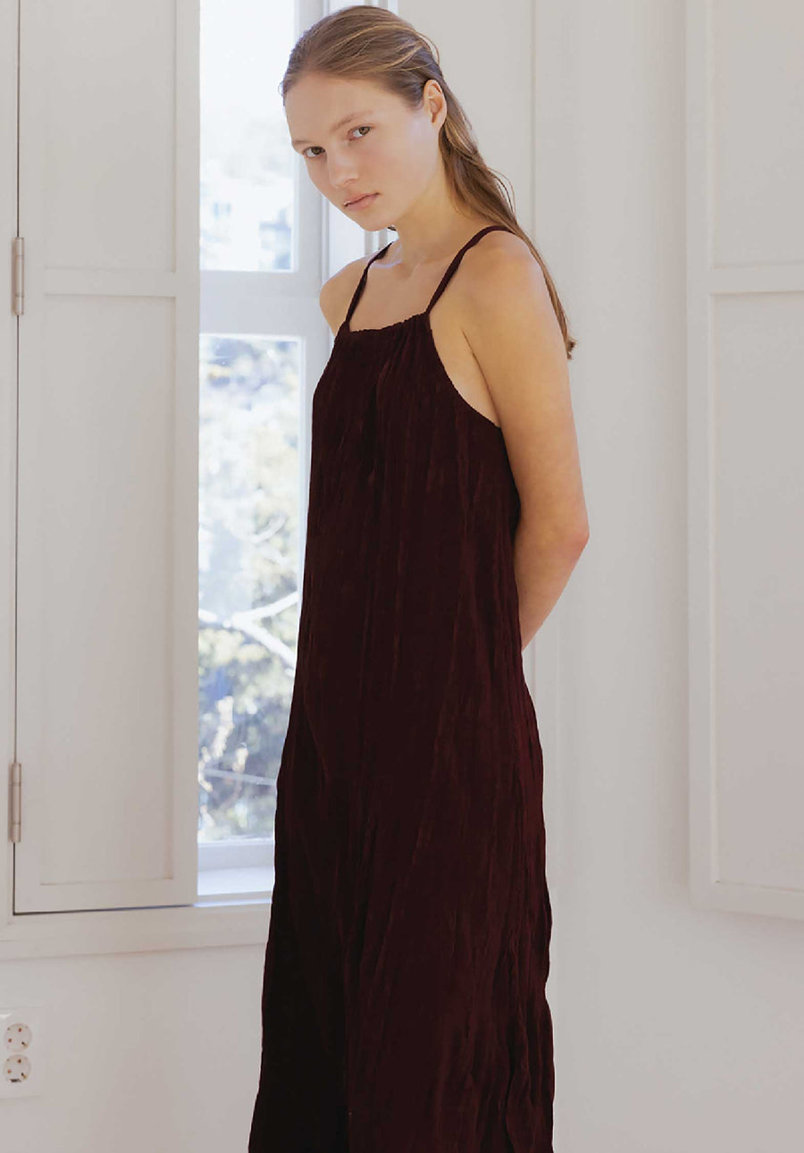 Single Strap Wavy Dres Gd185 Burgundy