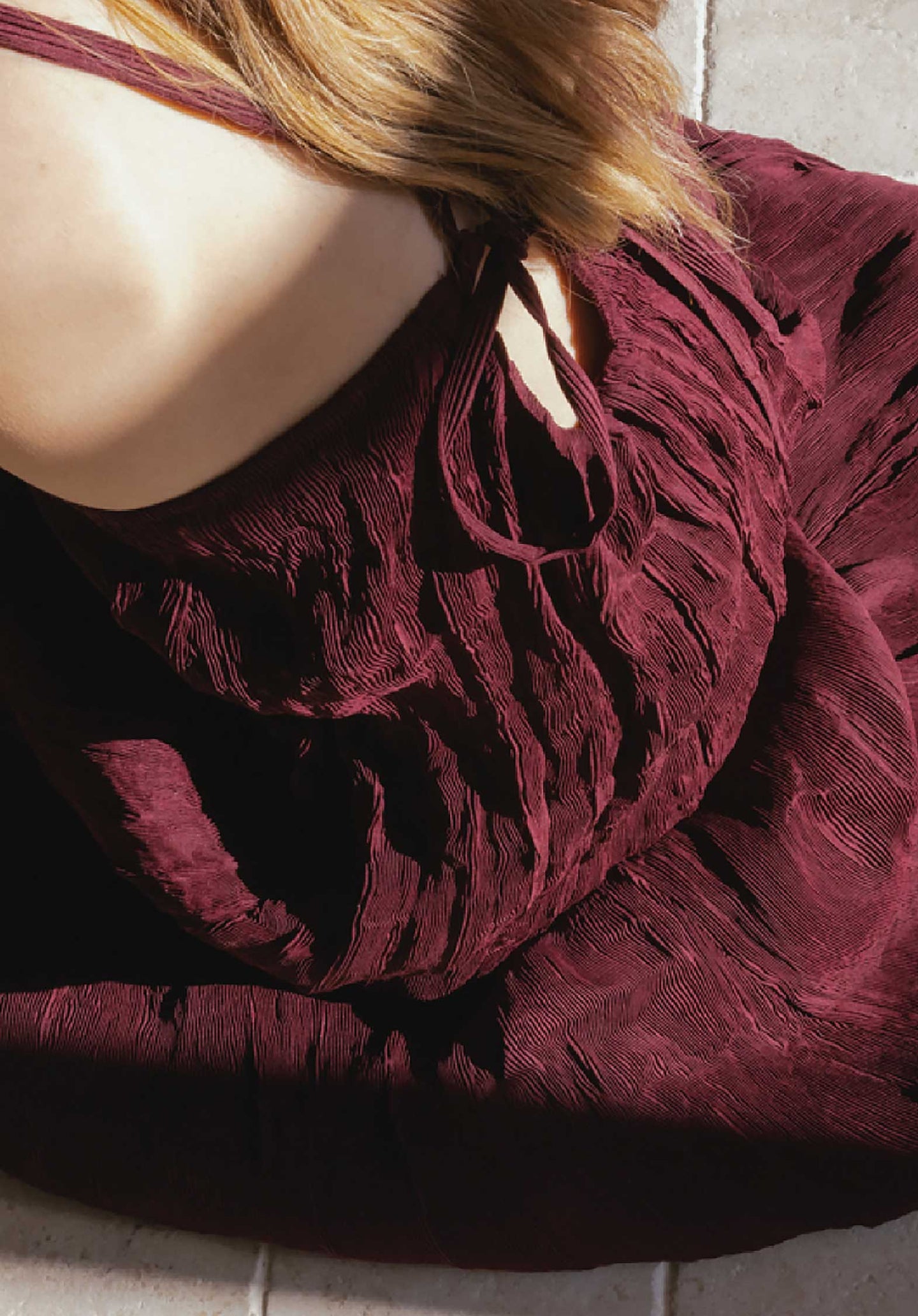 Single Strap Wavy Dres Gd185 Burgundy