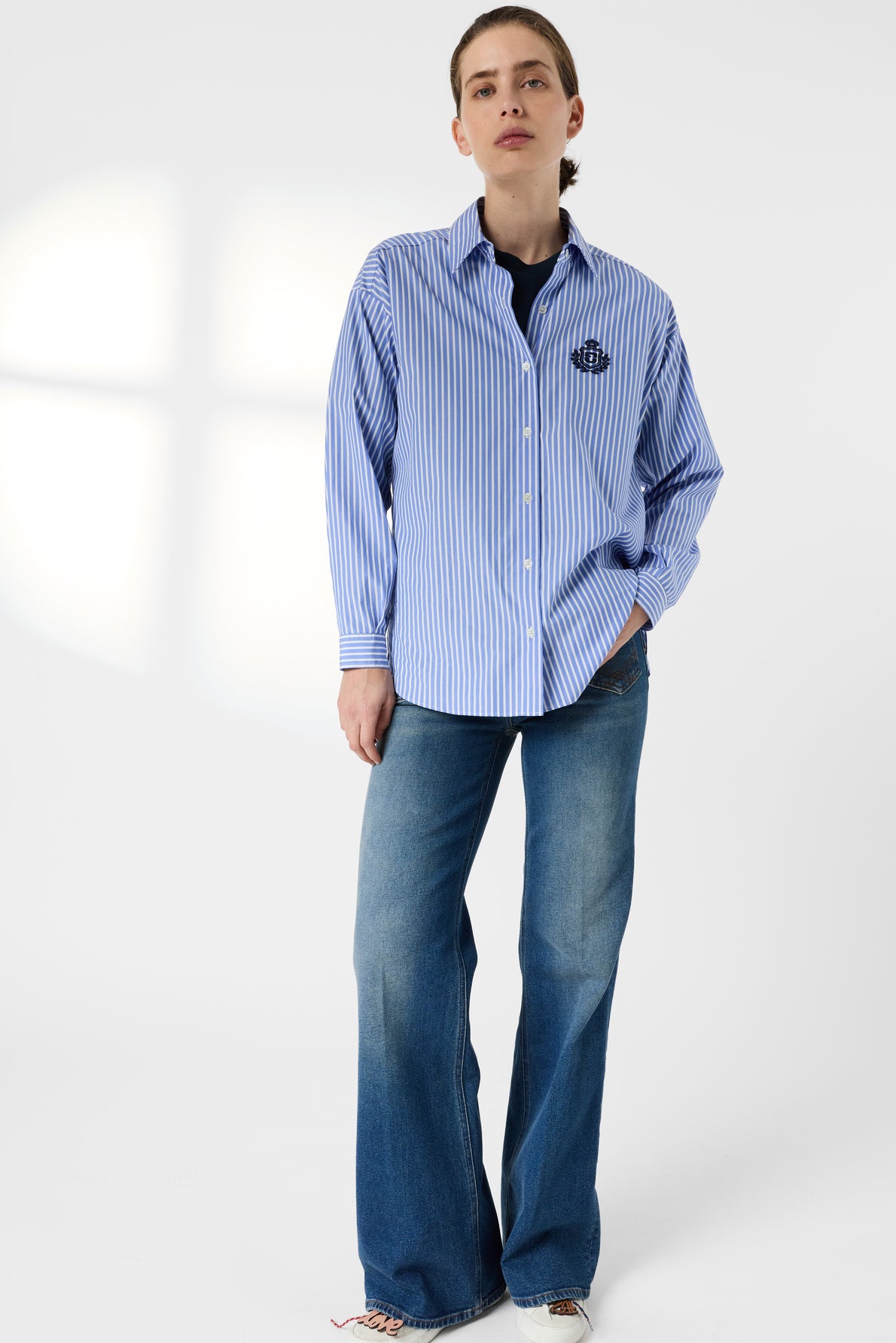 Women's Button-Down Blouse 100 Percent Cotton - Blue