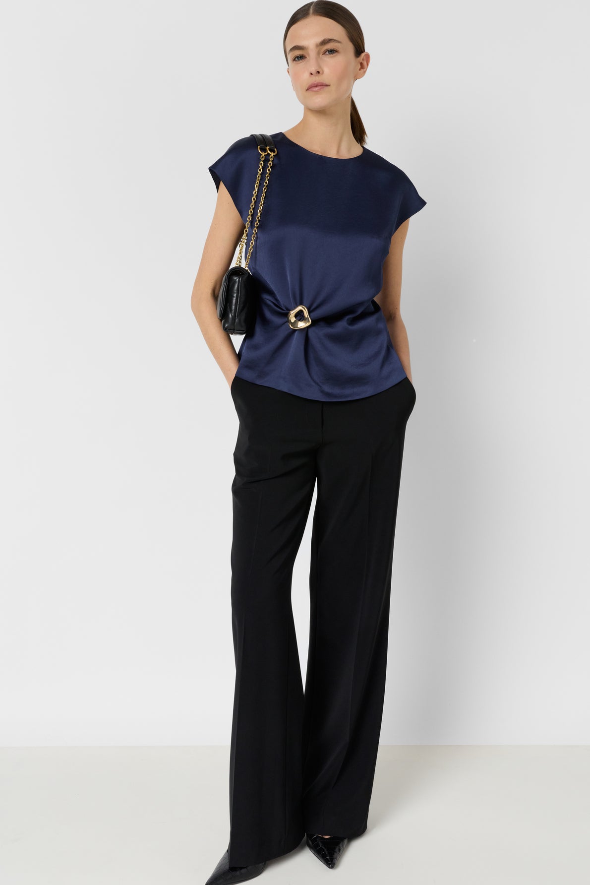 Women's Classic Sleeveless Top 100% Cotton Poplin - Navy