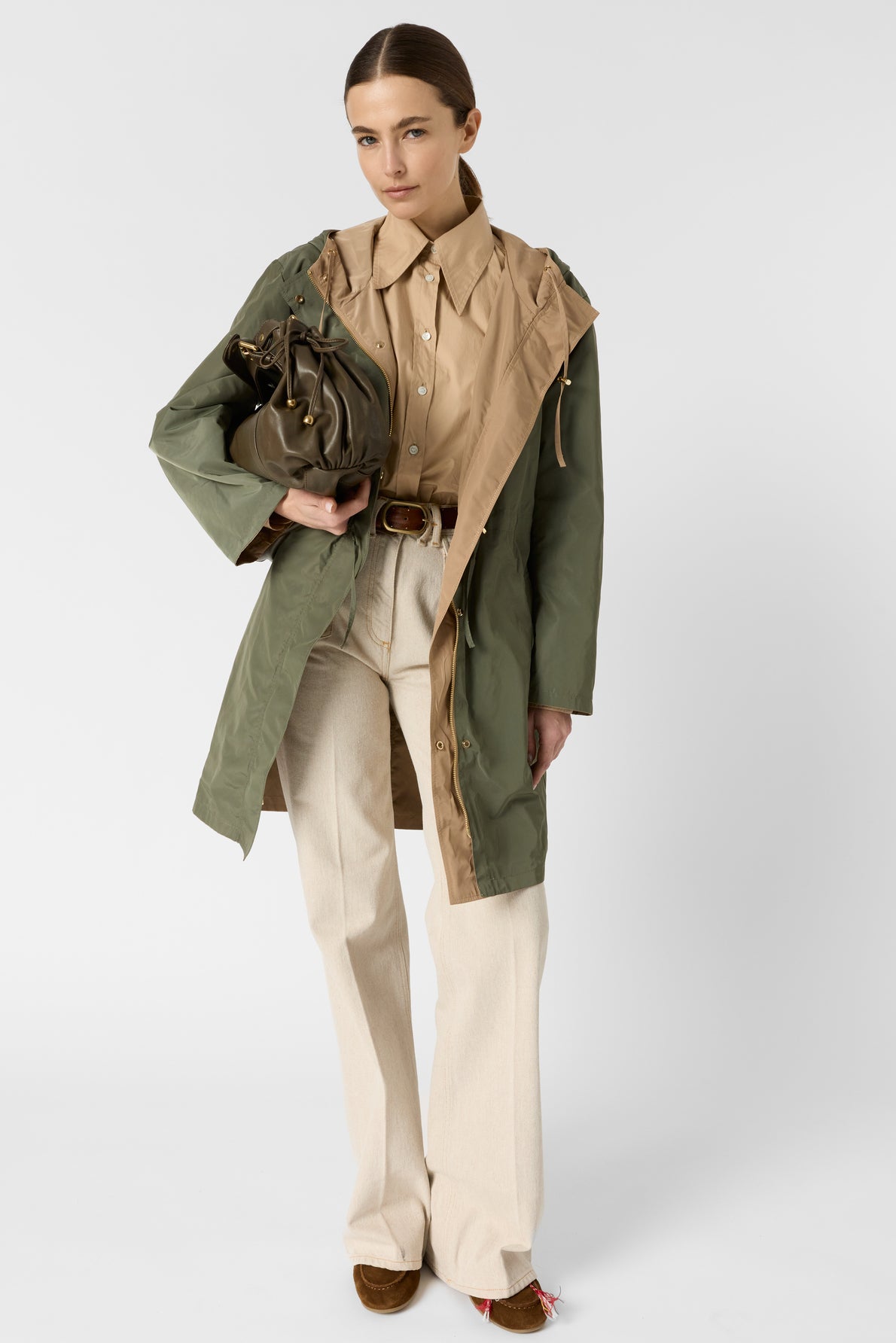 Women's Trench Coat 100% Cotton Gabardine Twill - Sand
