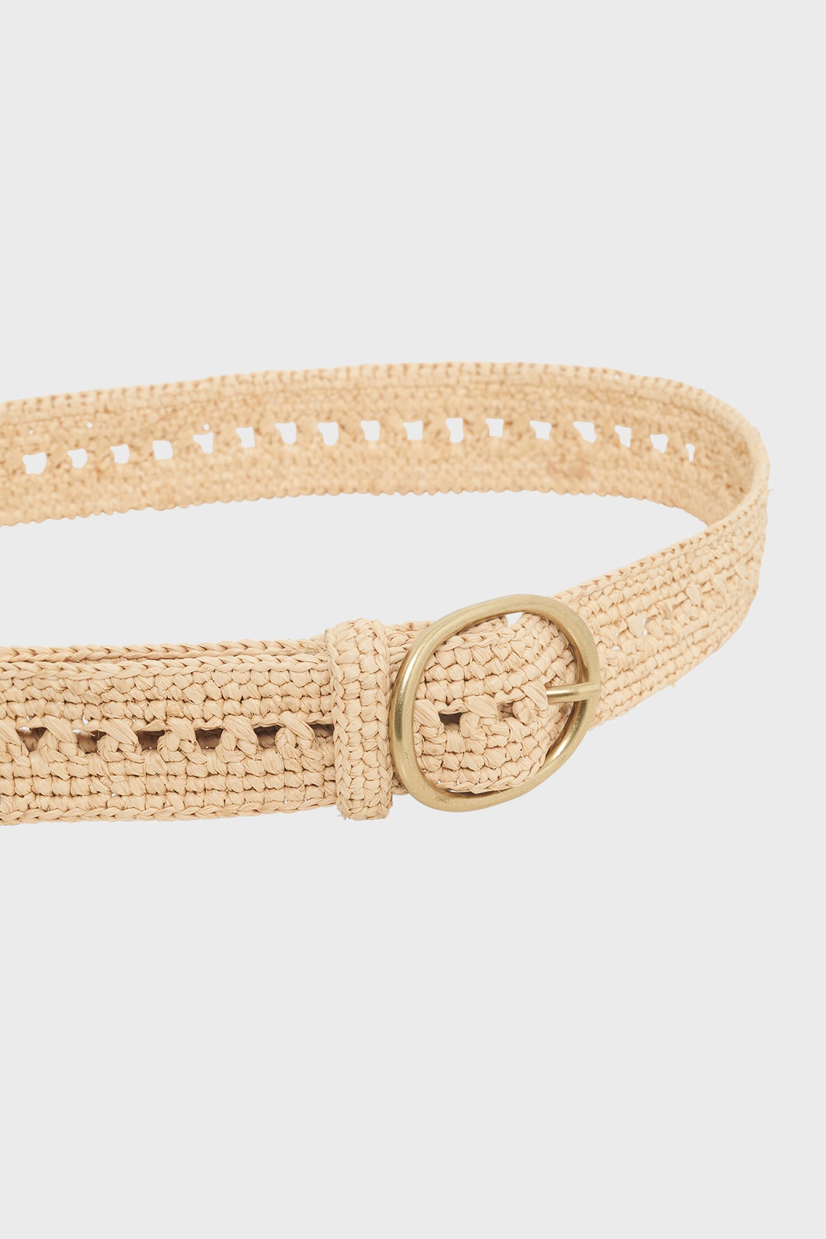 Women's Belt With Floral Crochet Textured Raffia - Natural
