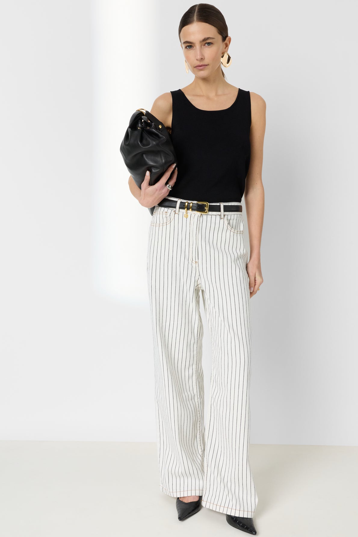 Women's Premium Relaxed Fit Wide-Leg Jeans Cotton - Ecru