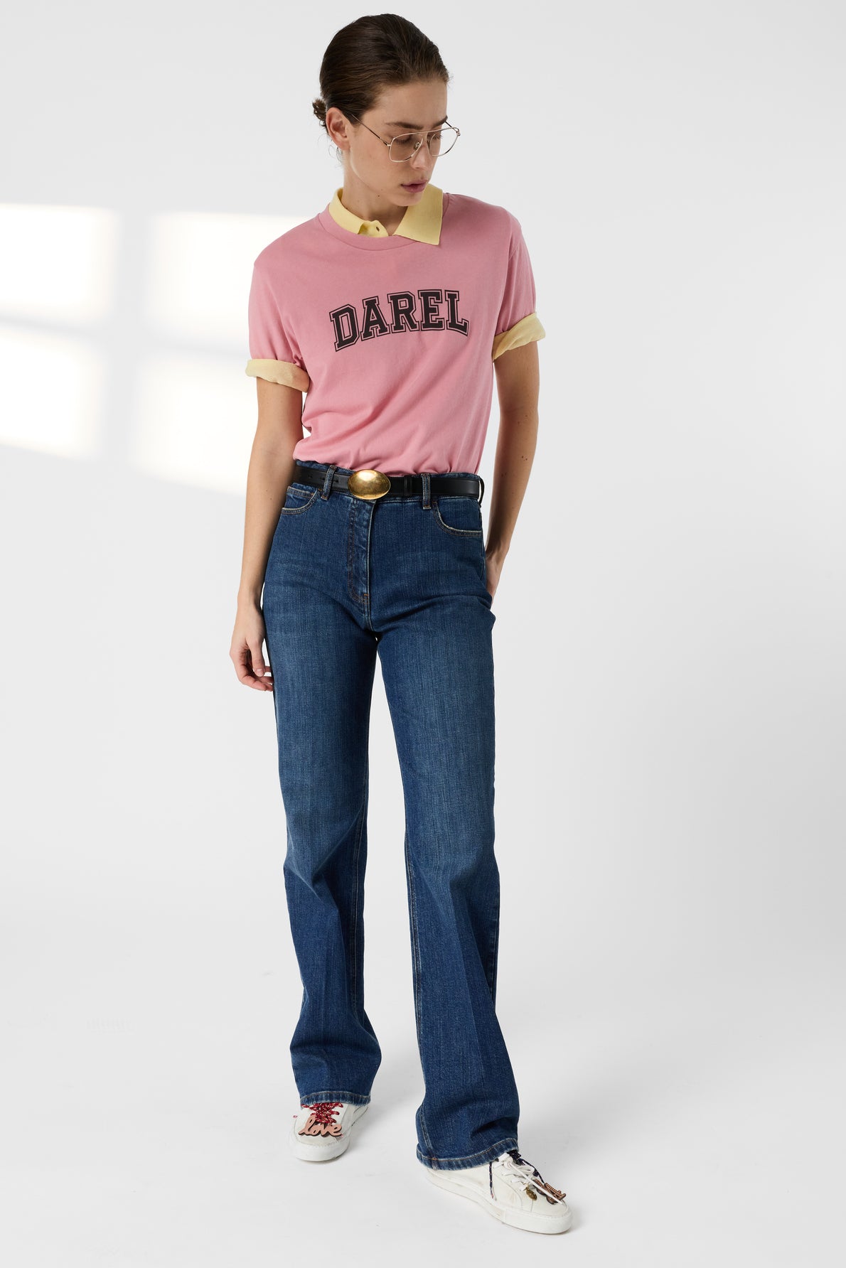 Unisex T-shirt Retro Campus Graphic 100% Cotton - Pink