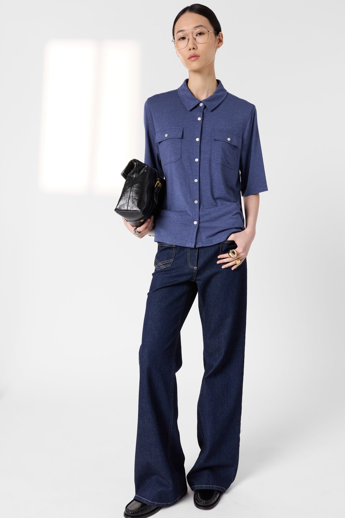 Unisex Polo T-Shirt Premium Organic Cotton Knit - Indigo