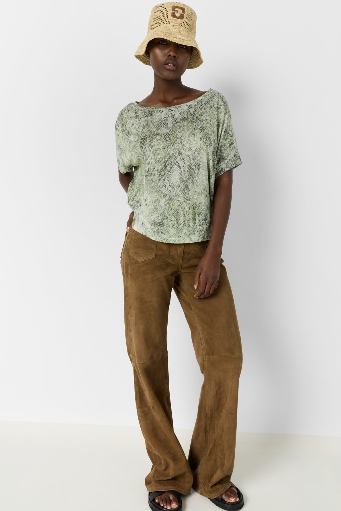 Women Oversized T-Shirt 100 Percent Cotton Jersey - Khaki-Green