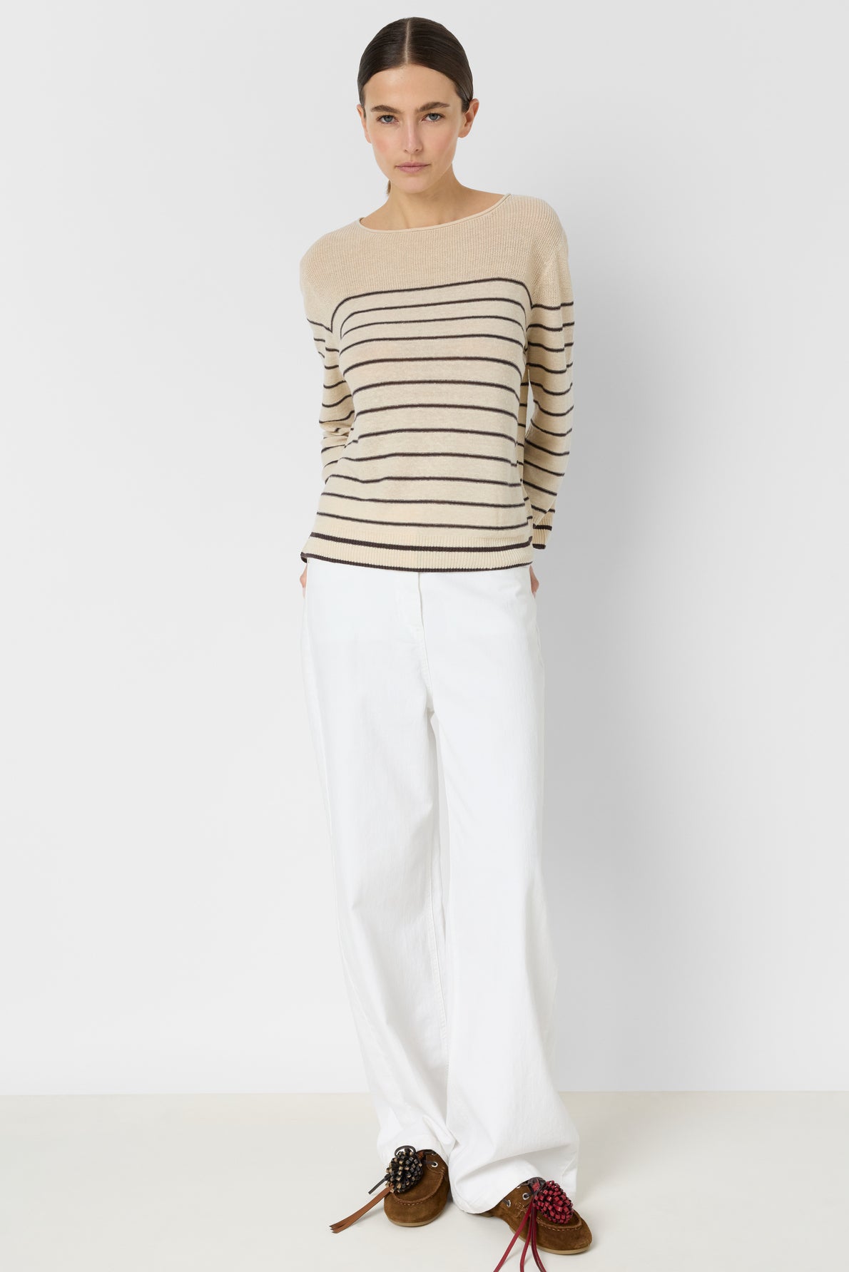 Women's Pullover Breathable Linen Blend Lightweight - Brown