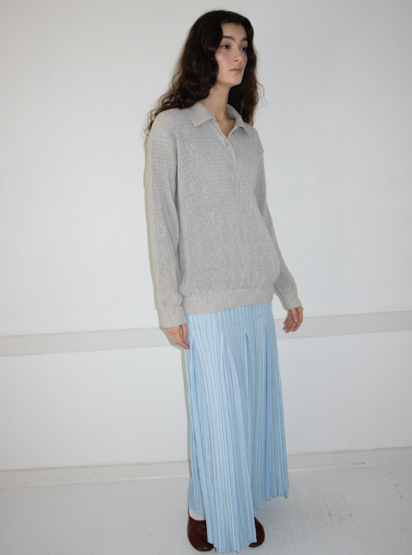 Knit Pleated Vest Gd236 Light-Grey