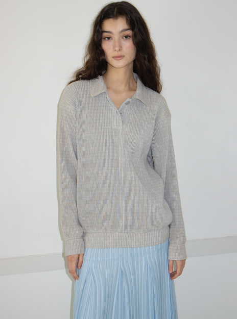 Knit Pleated Vest Gd236 Light-Grey