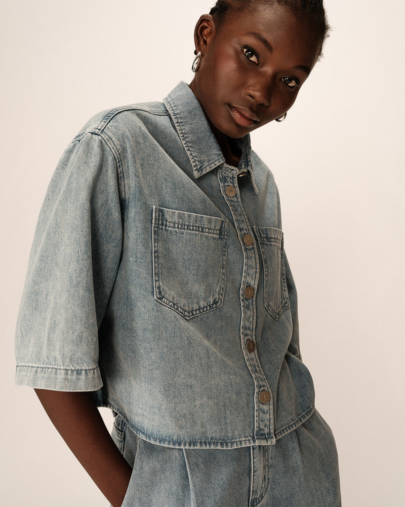 Denim Jacket Pomo Pomona Sky-Blue