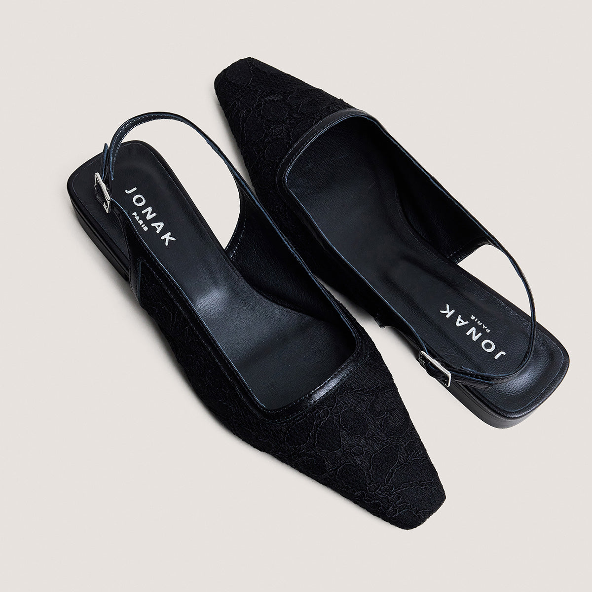 Ballerines Daxo Dentelle/cuir Noir-noir