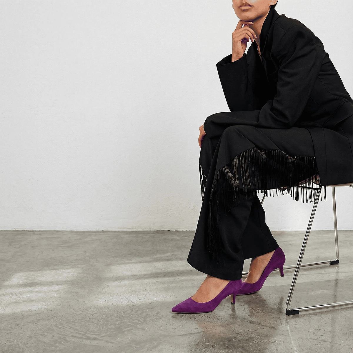 Women's Pumps Heels Velvet Fabric - Violet-Eveque