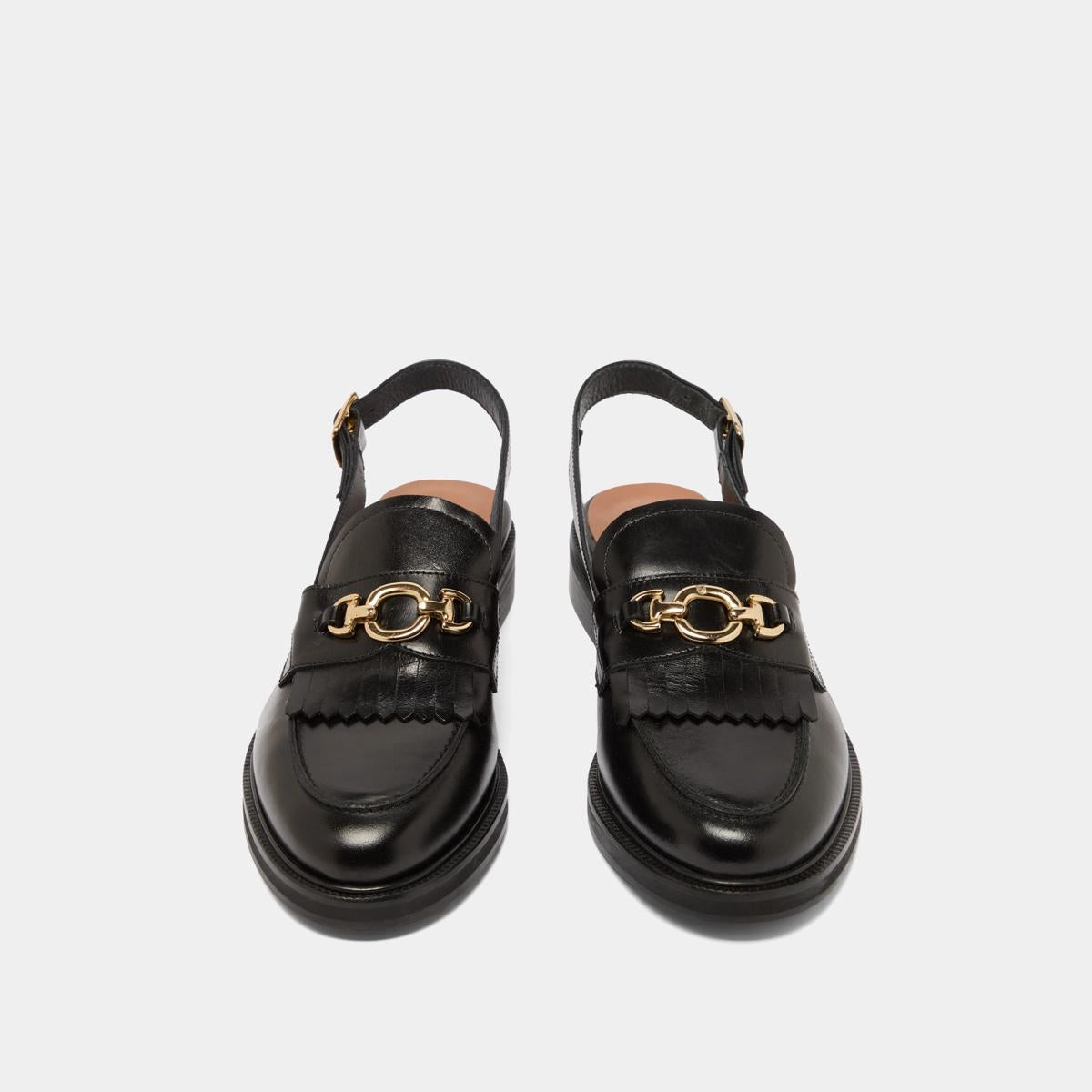Women's Moccasins Genuine Full-Grain Calfskin Leather - Black Noir