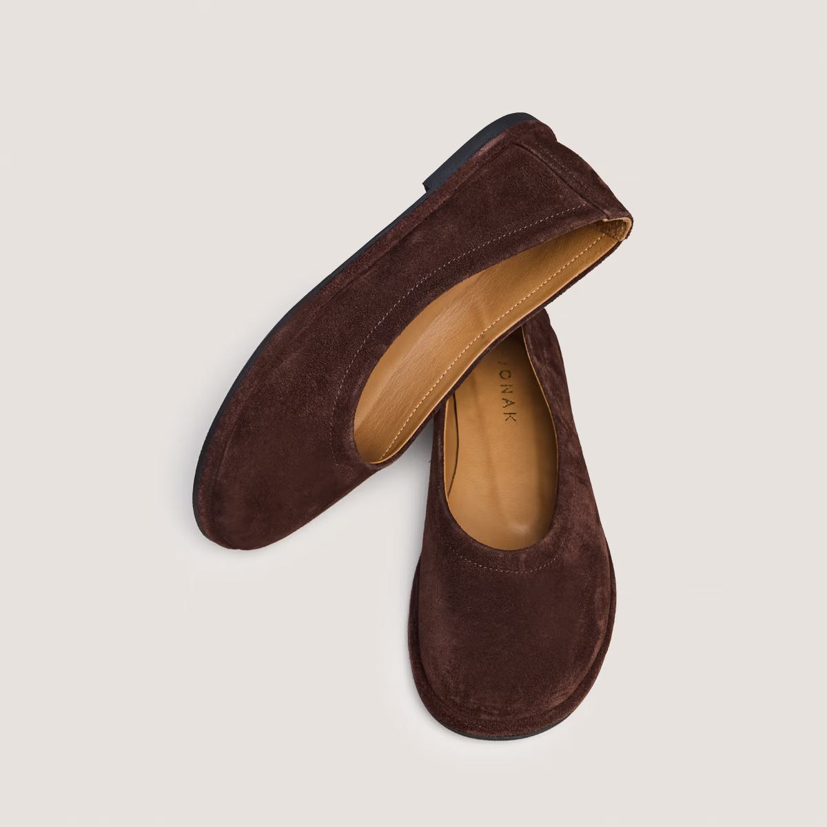 Jonak Women's Janice Ballerinas in Tobacco Split Leather - Tabac Brown Marron