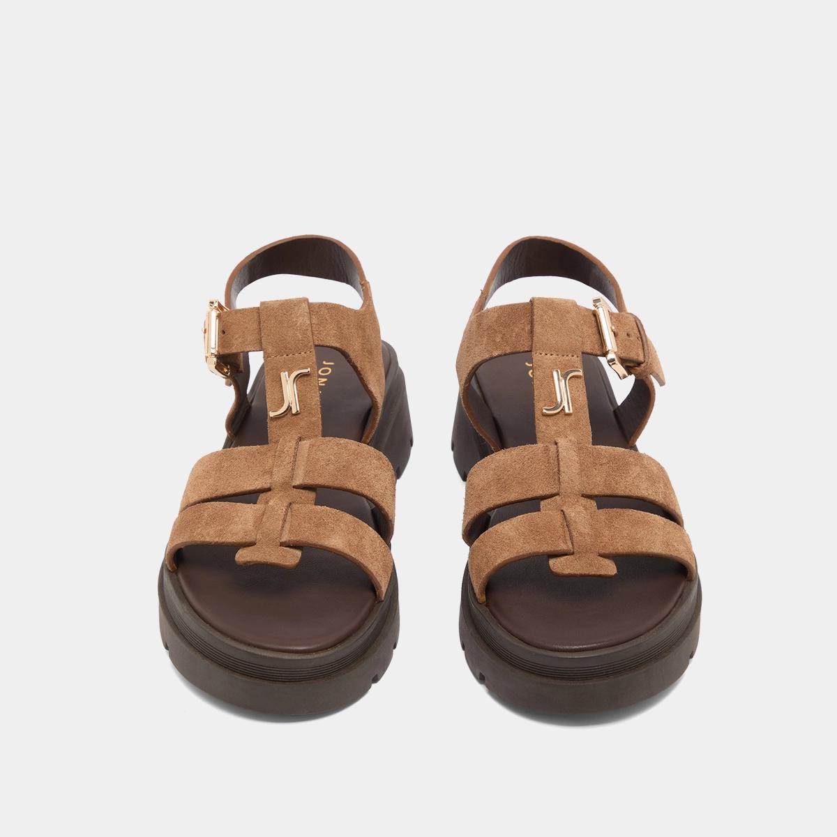 Women Sandals Soft Textured Crust Leather - Taupe