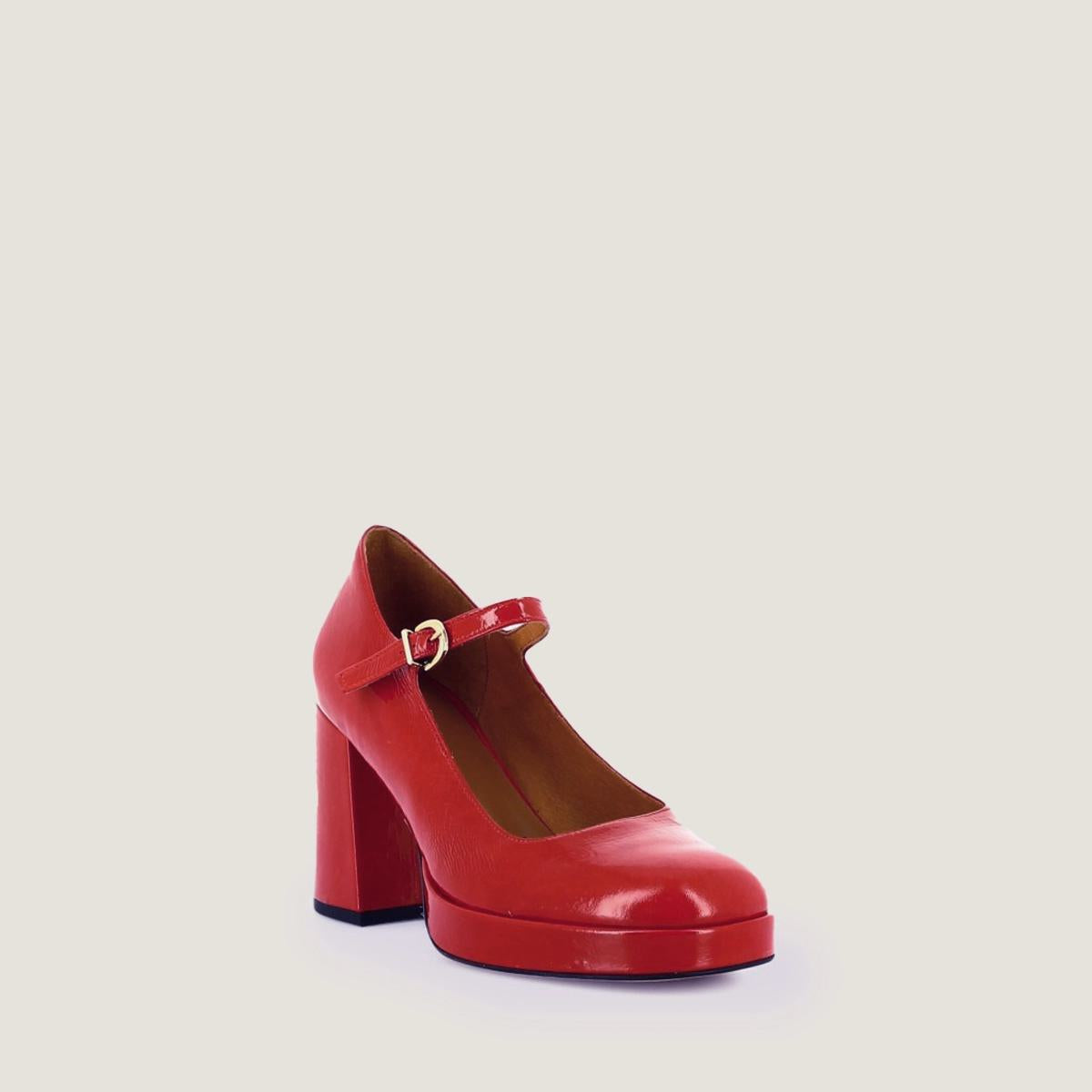 Women Mary Jane Heels Patent Leather - Rouge-Berry