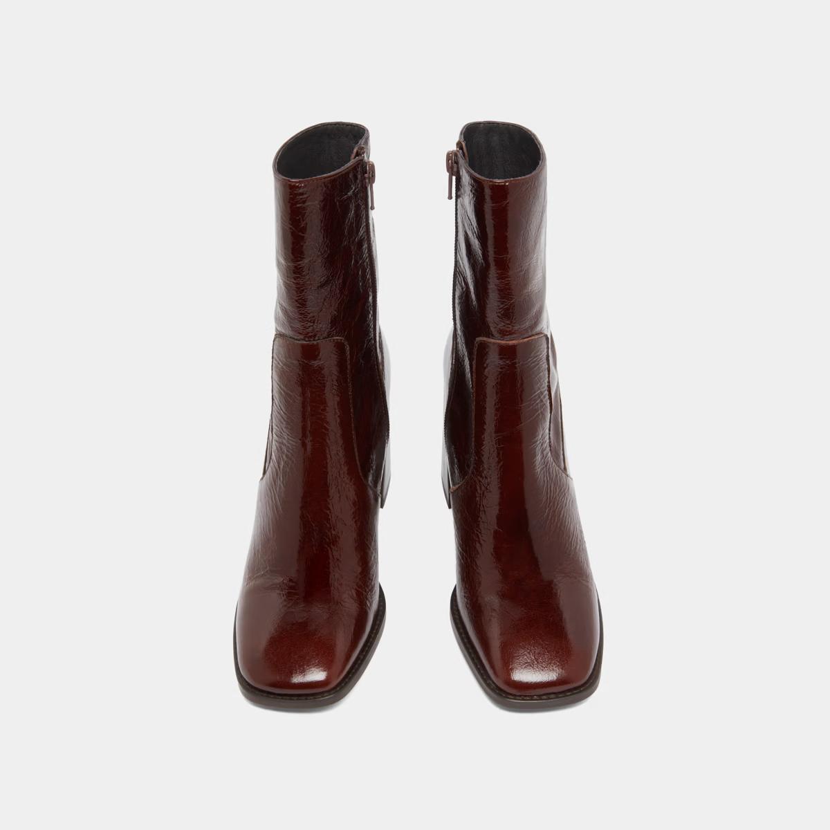 Boots Vidal Cuir Brillant Chocolat