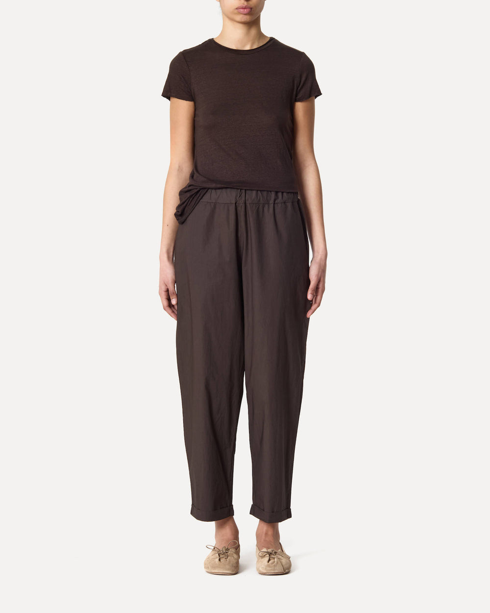 Labo Art | Wide-Leg Cotton Pants - Brown Maron