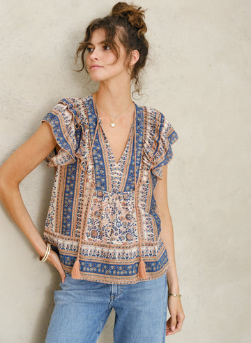 Blouse 640546 Cass Frill Top Navy