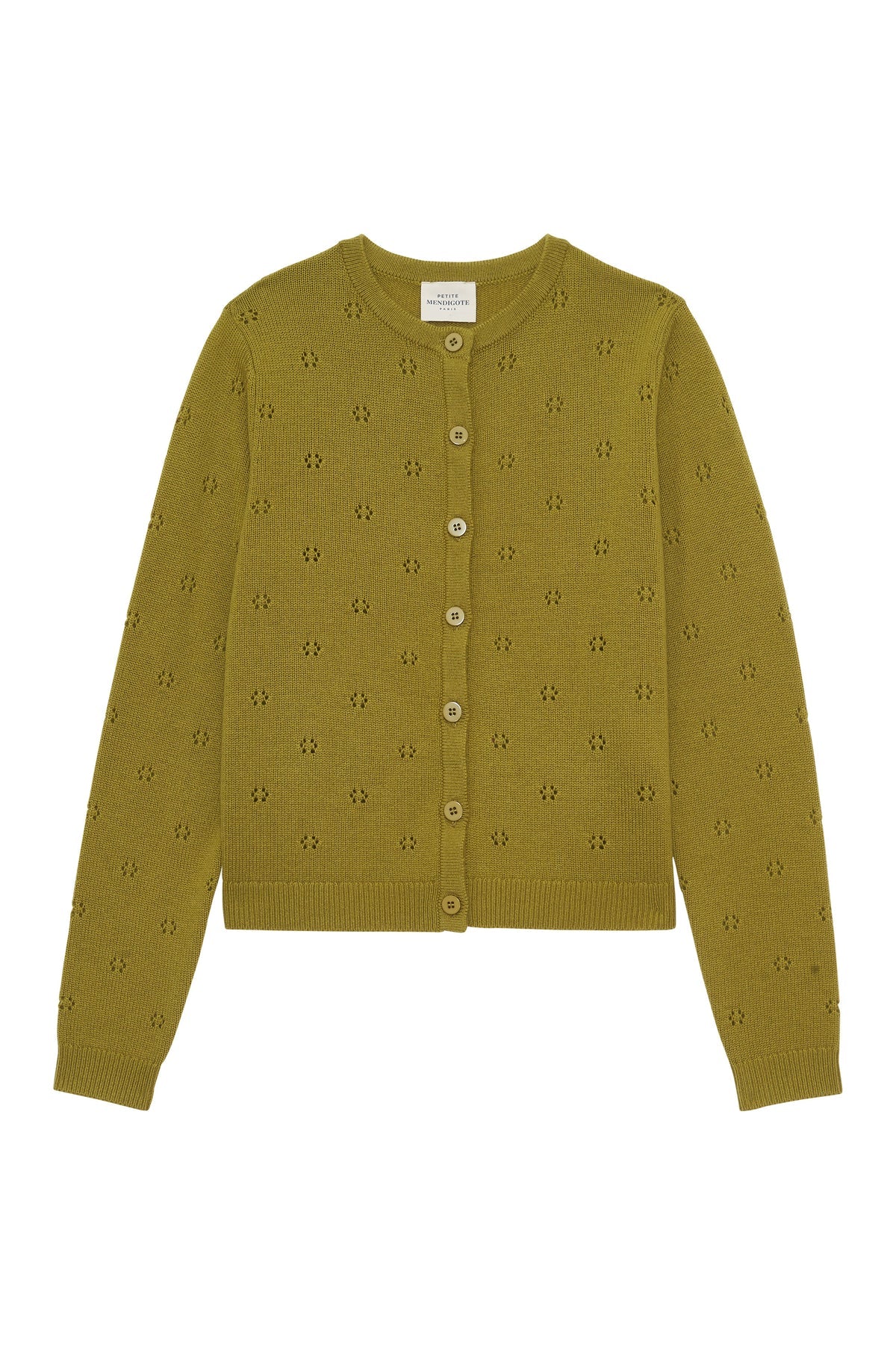 Women Cardigan Fine Knit Merino Wool Blend - Pistache
