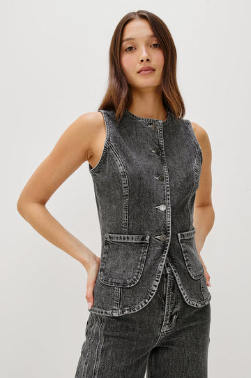 Denim Gilet 716a-486a Portola 8221 Washed-Charcoal