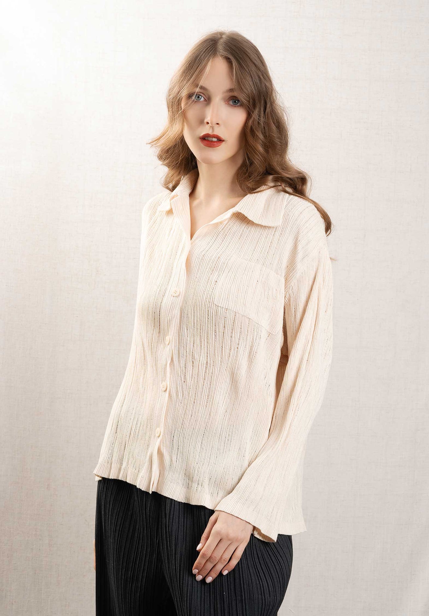 Knit Wavy Longsleeve S Gd252 Yellow