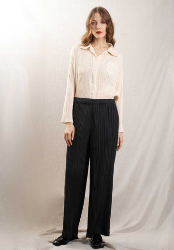 Pleated Trousers Gdm248 Stripe-Grey