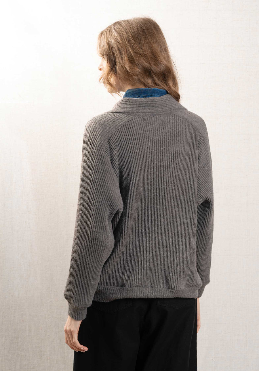 Knit Pleated Cardigan Gd254 Dark-Grey