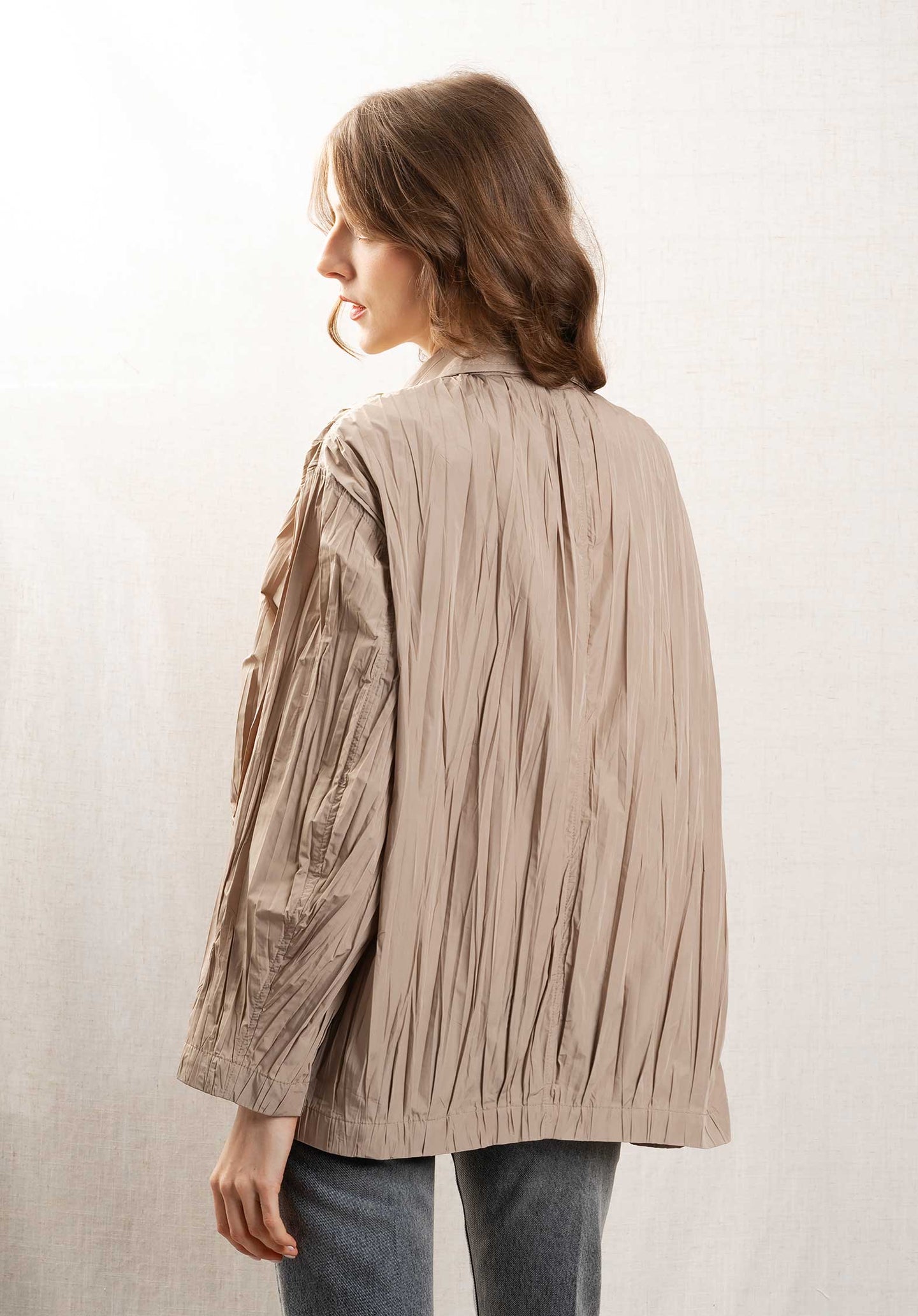 Nylon Hand Pleated Jac Gdm08 Beige