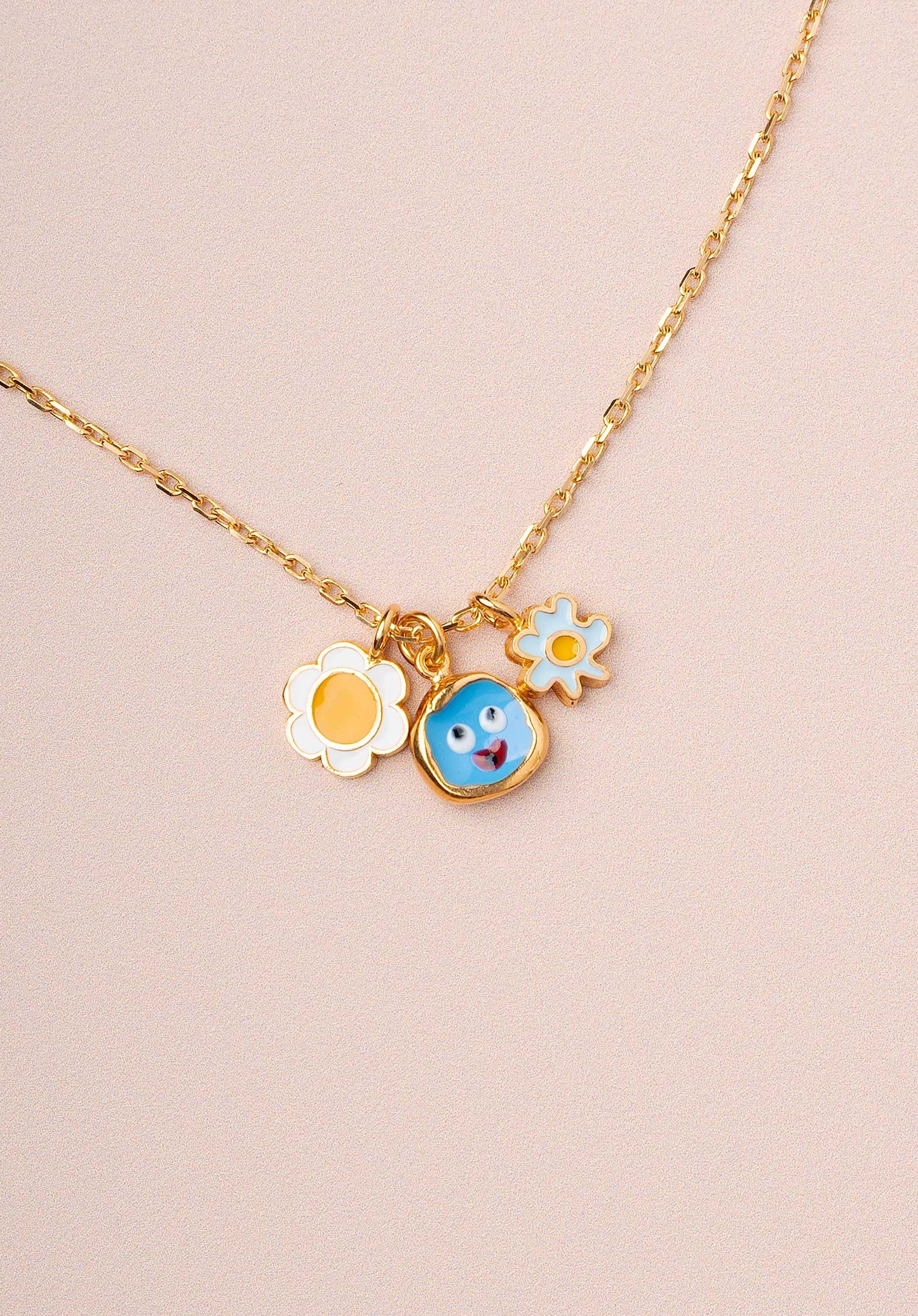Necklace Blu Face Daisy P Gold-Multi