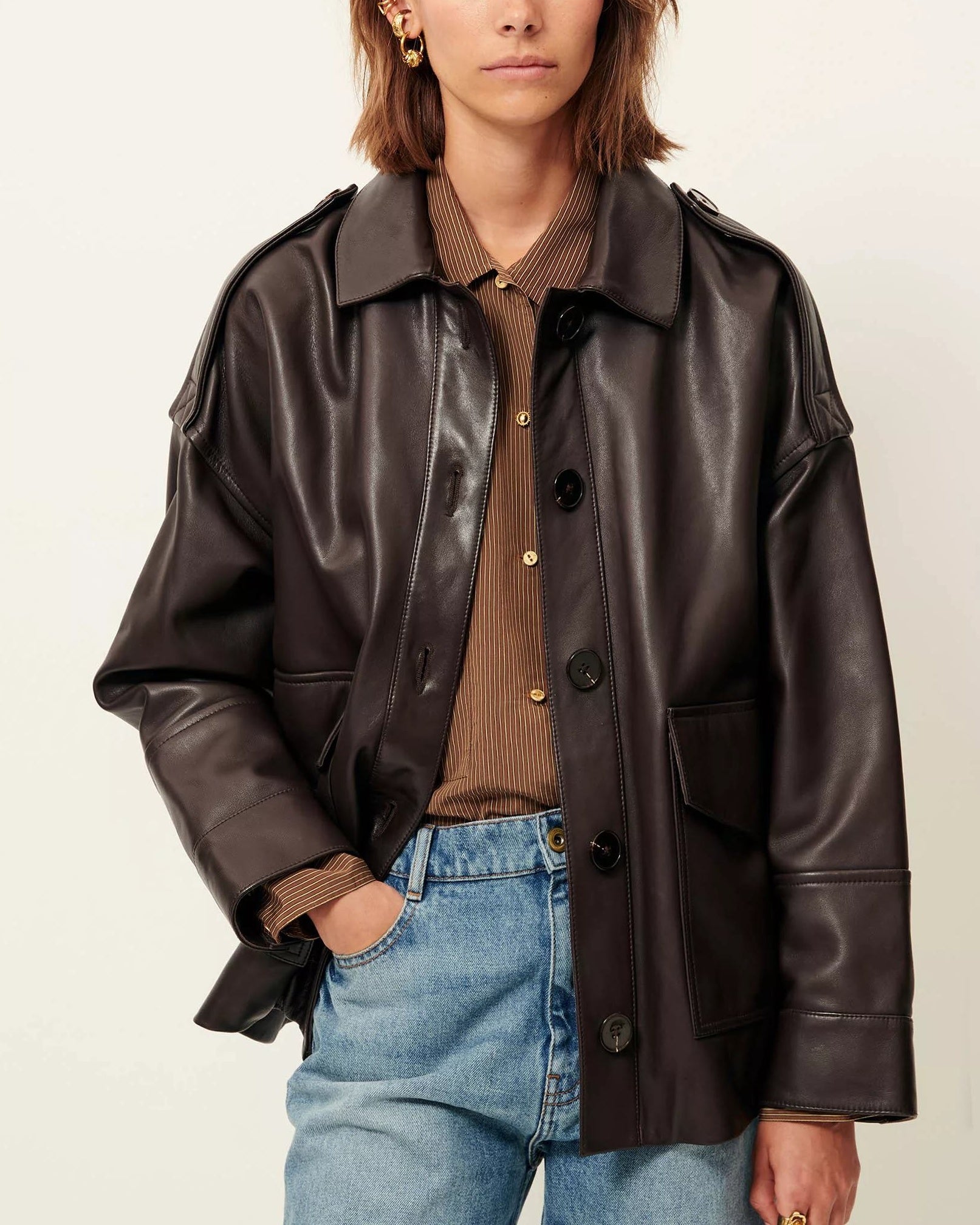 Jacket Harriboyd Coffee-Leather – RUE MADAME BOUTIQUE PARISIENNE