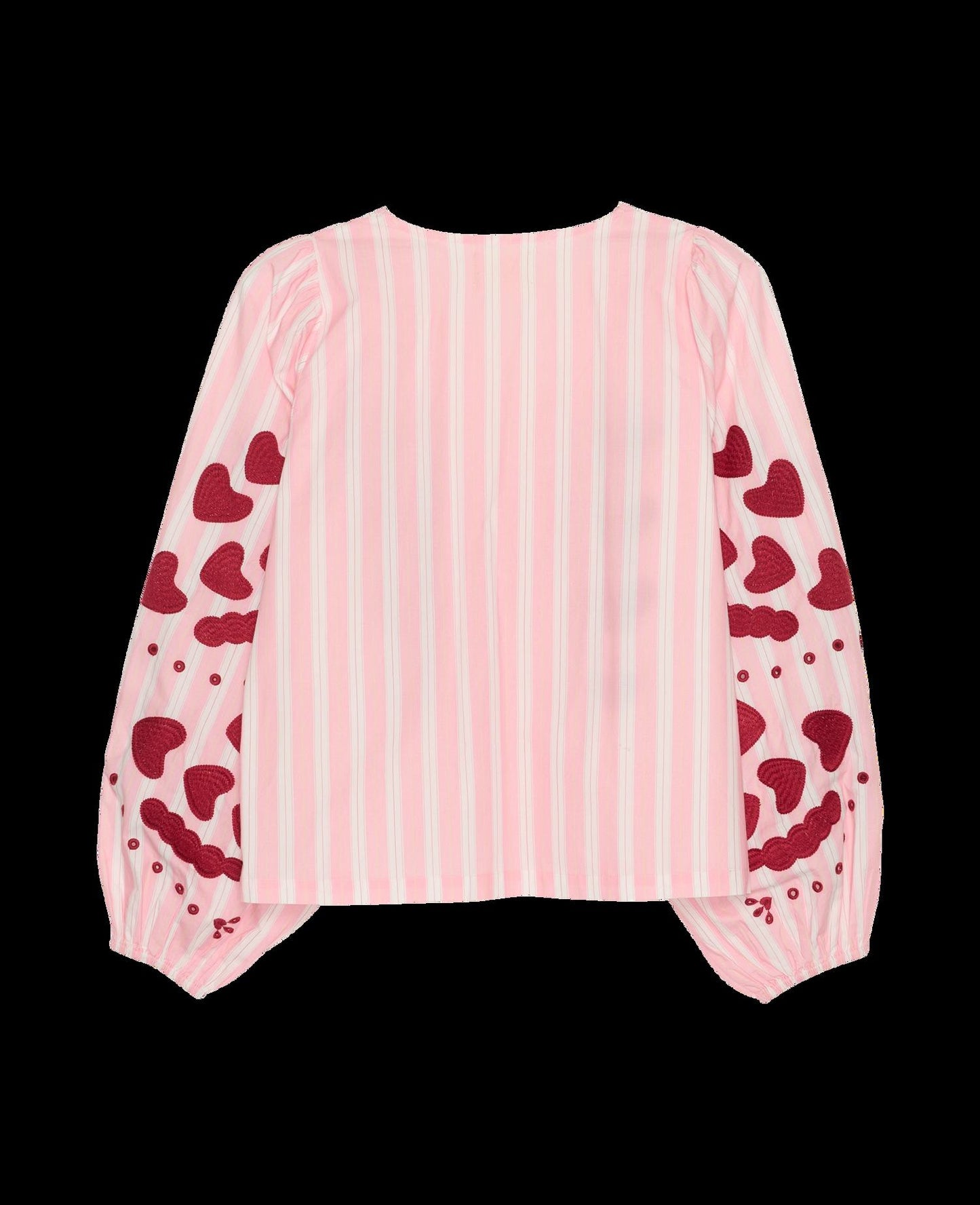 Women's Blouse 100% Organic Cotton Poplin - Rose-Stripes