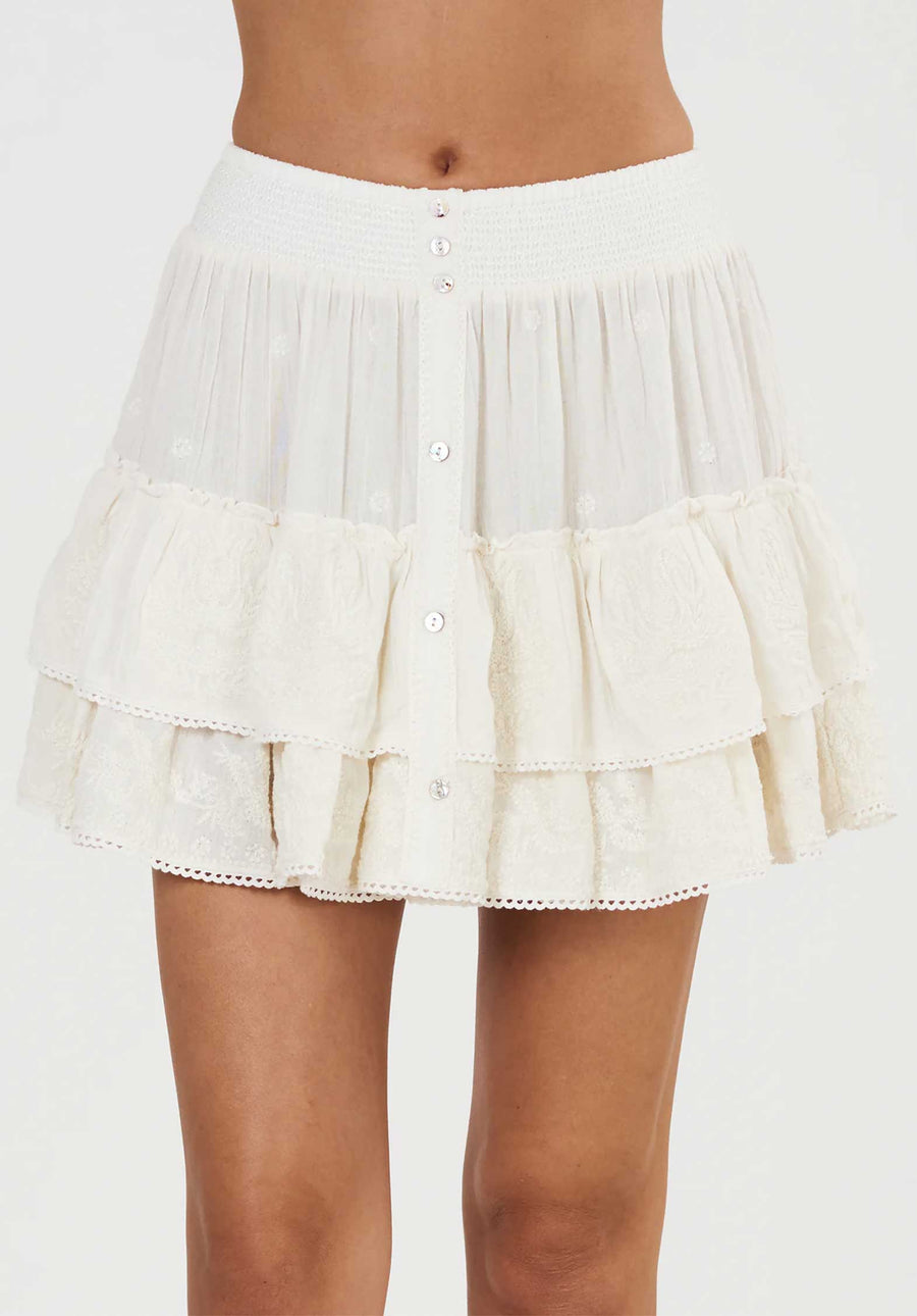 Skirt Mina Emb Mini Ecru