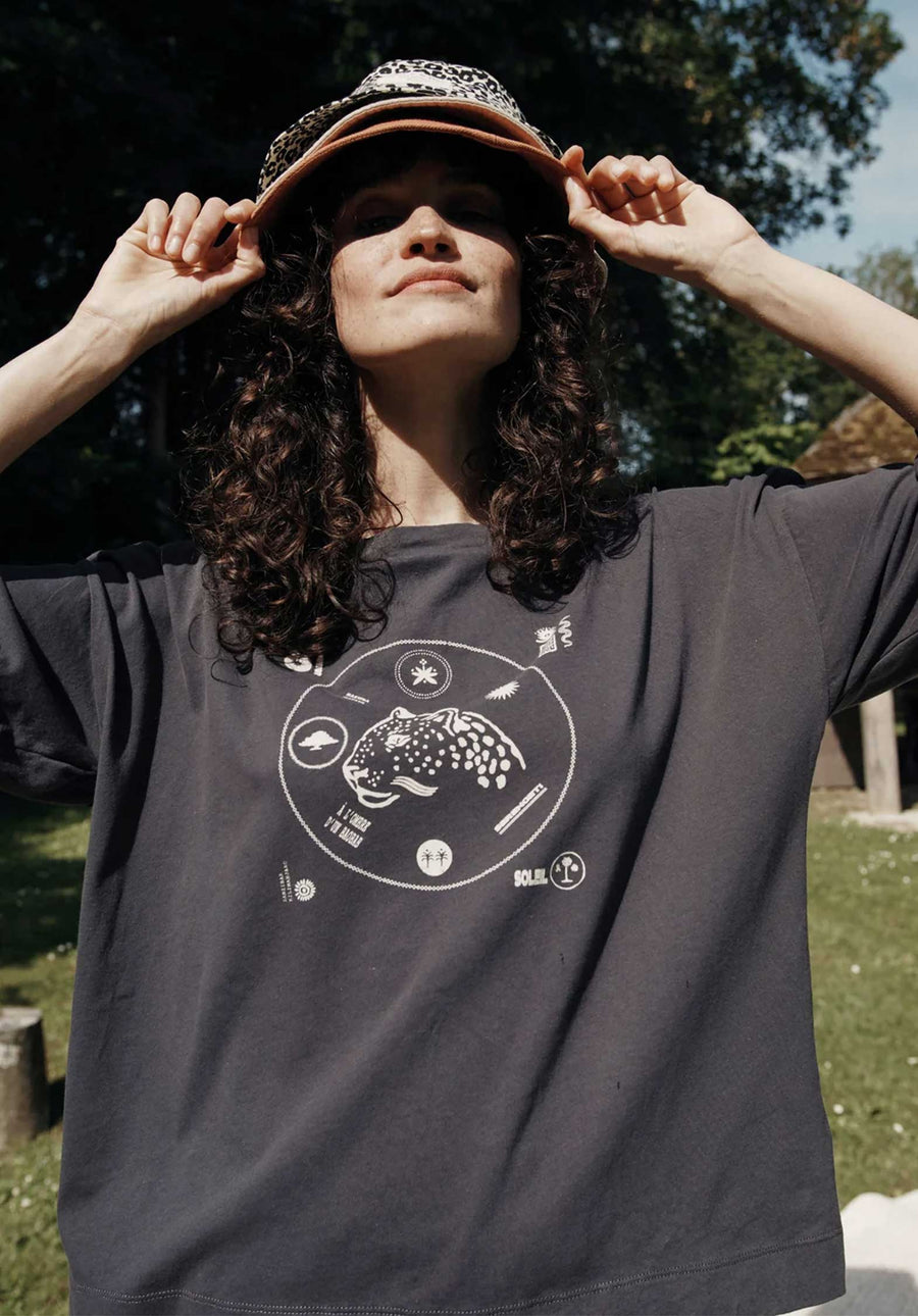 Tee Shirt Imprime Ida-bandy Charbon