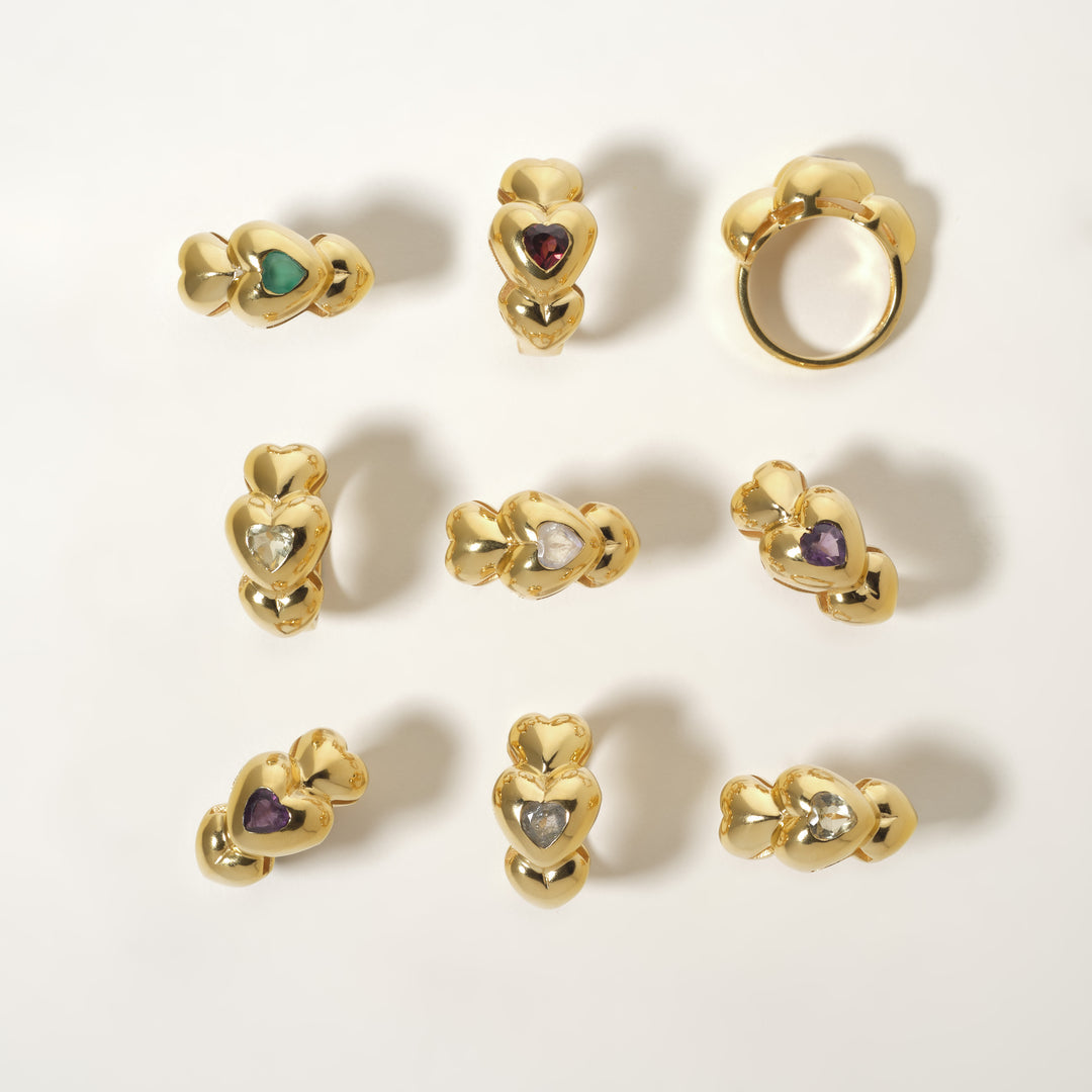 Ring Joli Coeur Bague Onyx-Vert