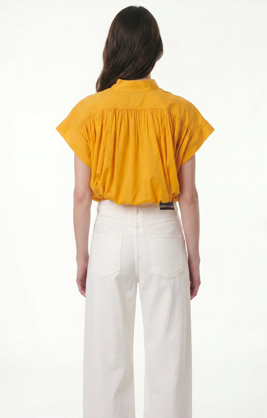 Women's Button-Down Blouse 100% Cotton Voile - Safran