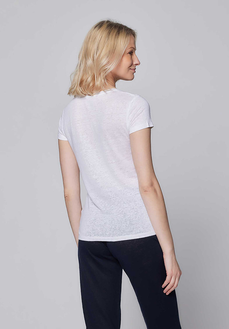 T-shirt V Neck Short M011-fts265 White