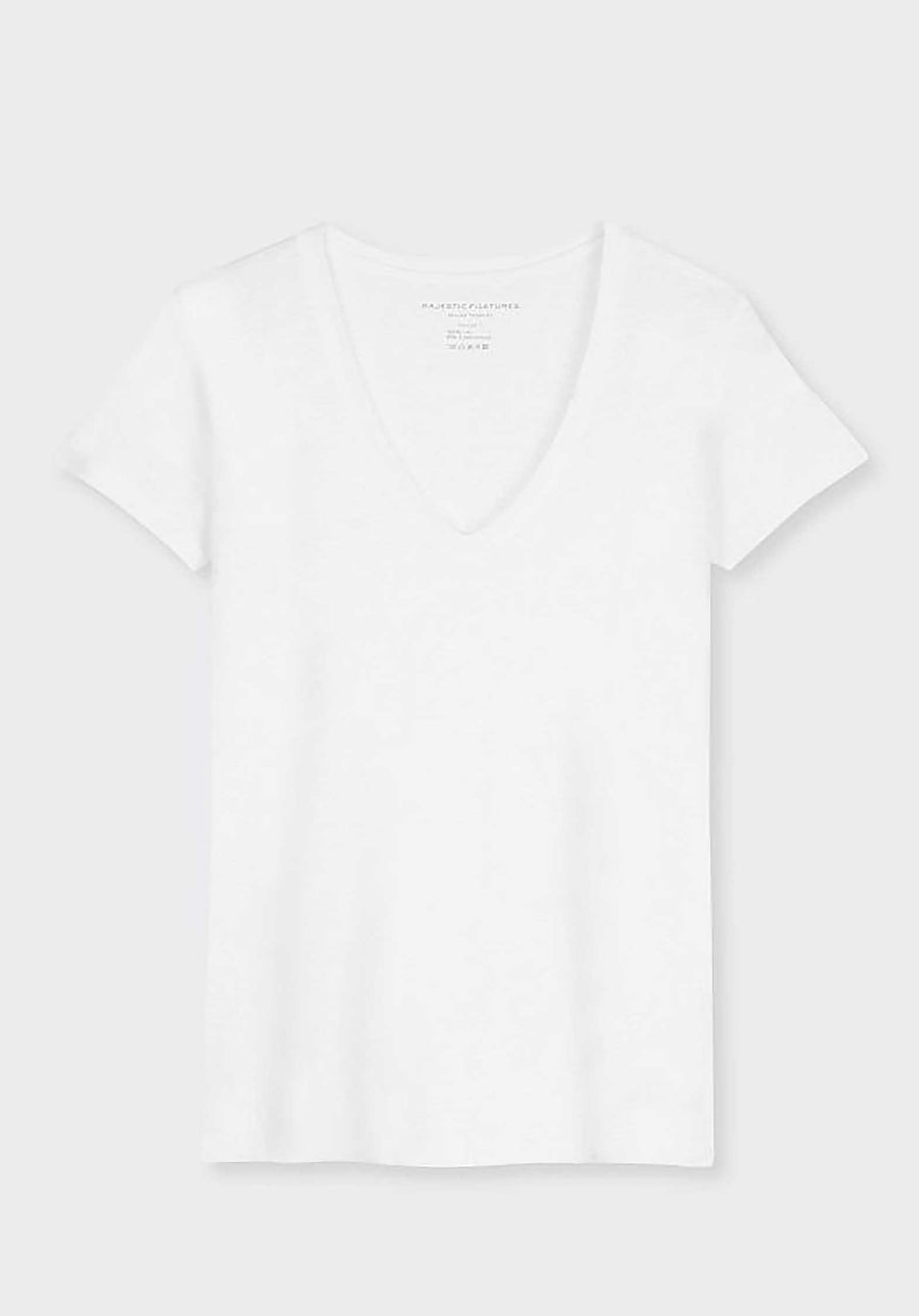T-shirt V Neck Short M011-fts265 White