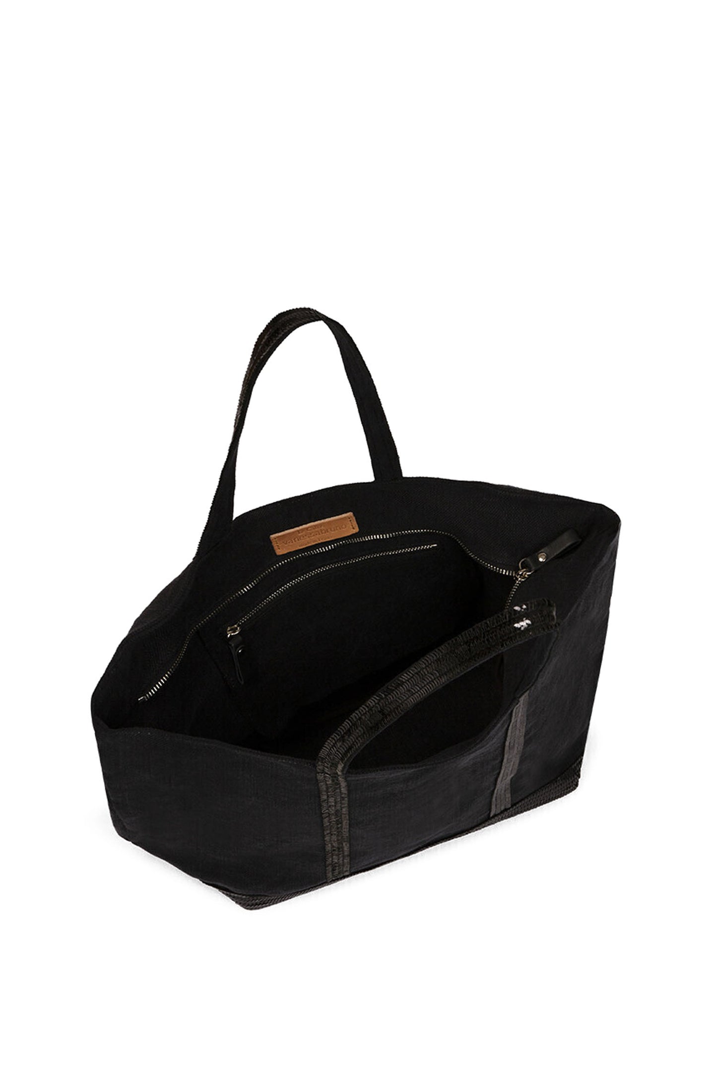 Medium+ Embellished Linen Tote Bag With Zip Noir - RUE MADAME | BOUTIQUE PARISIENNE