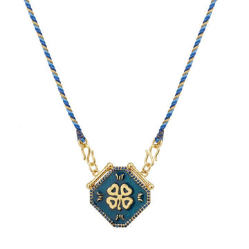 Necklace Cloverstu Flower Bleu